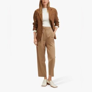 Mango Jim Tailored Straight Leg Trousers in Camel